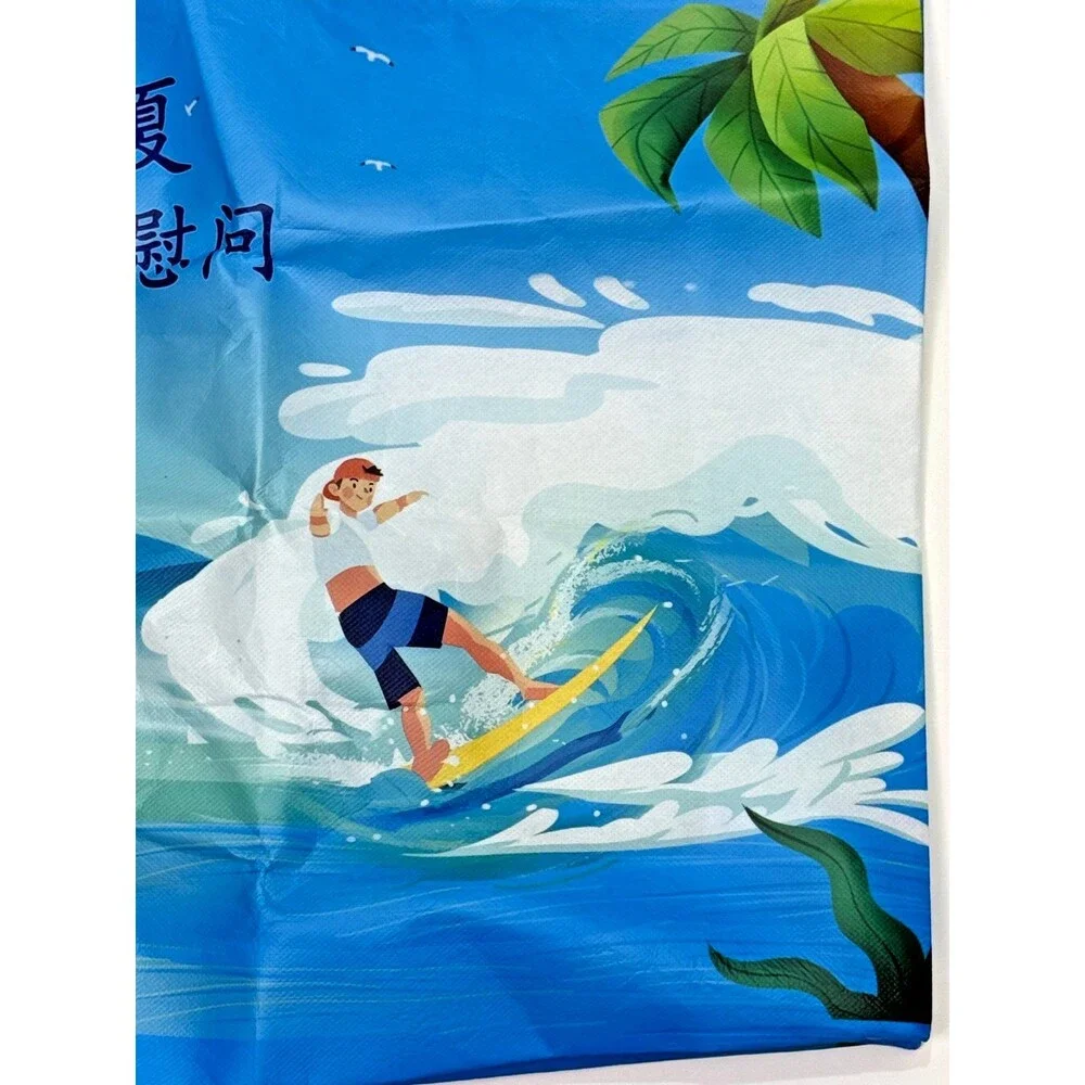 Shopping Bag Reusable Large Tote Double Handles Packable‎ Recycled Snaps Surfer